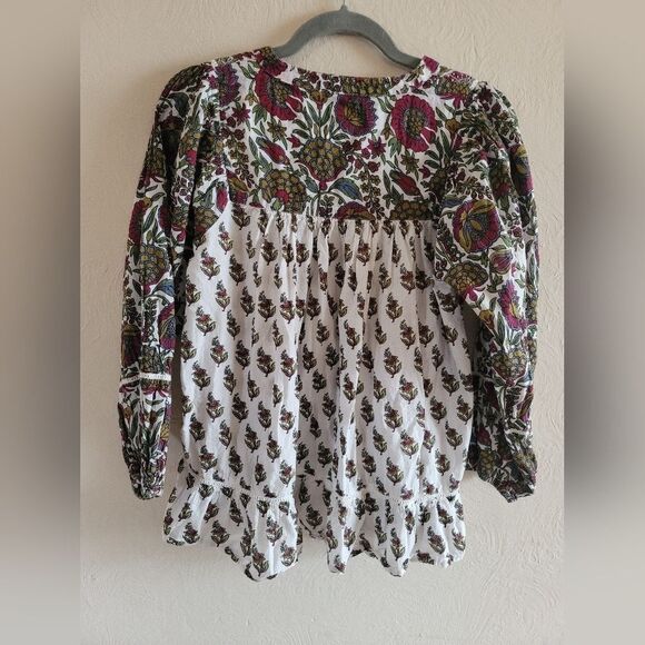 Rachel Zoe Boho Floral Cotton Peasant Blouse, Size Small - Picture 2 of 7